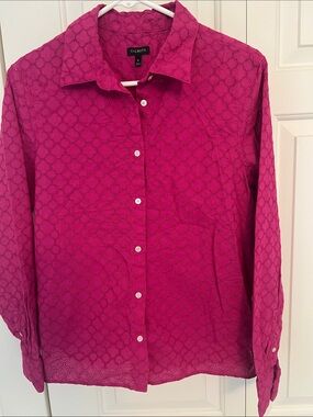 Talbots Bright Fuchsia Eyelet Button-Front Shirt